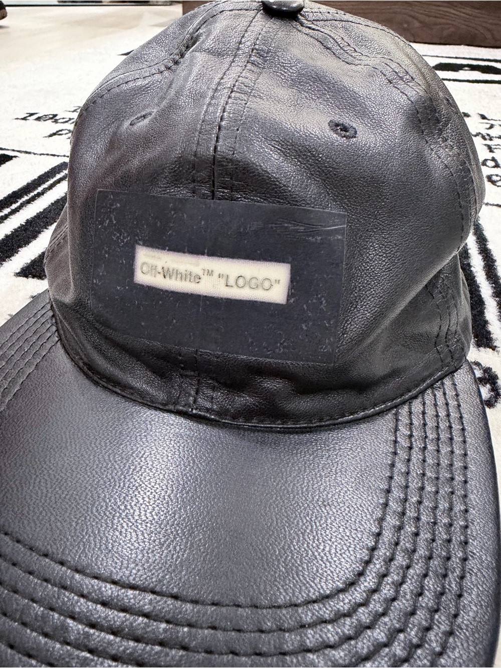 Rare Virgil Abloh 2018 Off-White Leather Logo Cap - Made in Italy